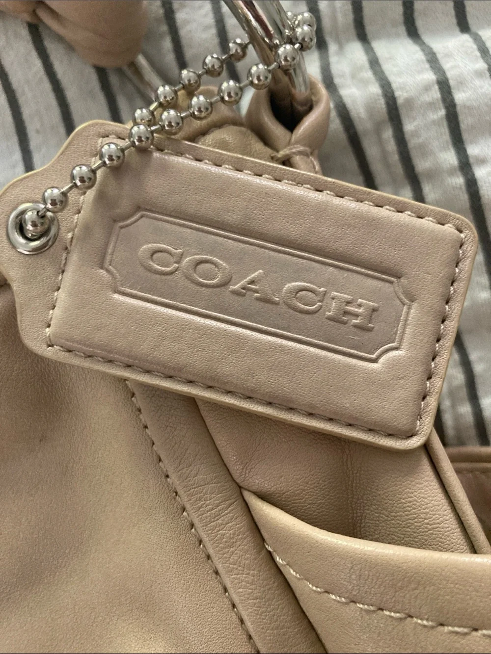 Coach Parker Pleated Tan Leather Shoulder Bag